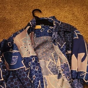 Blue and White Patterned Shirt